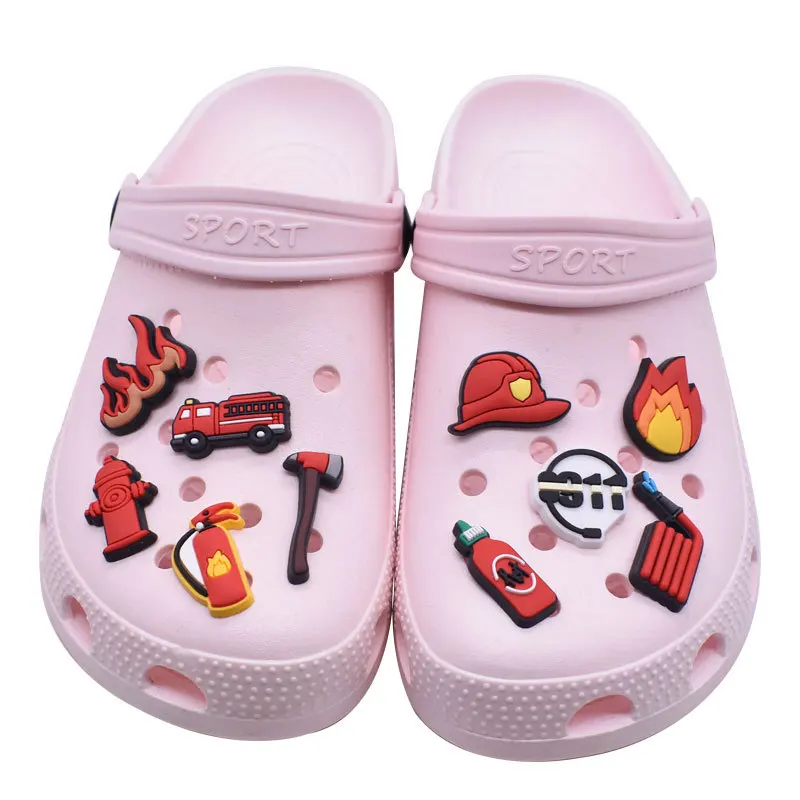 

2022 New Design Fire Fight Croc Shoe Accessory Fire Truck Shoe Accessory For Clogs Sandals Croc Charms Decorative Party Gifts, As picture/custom