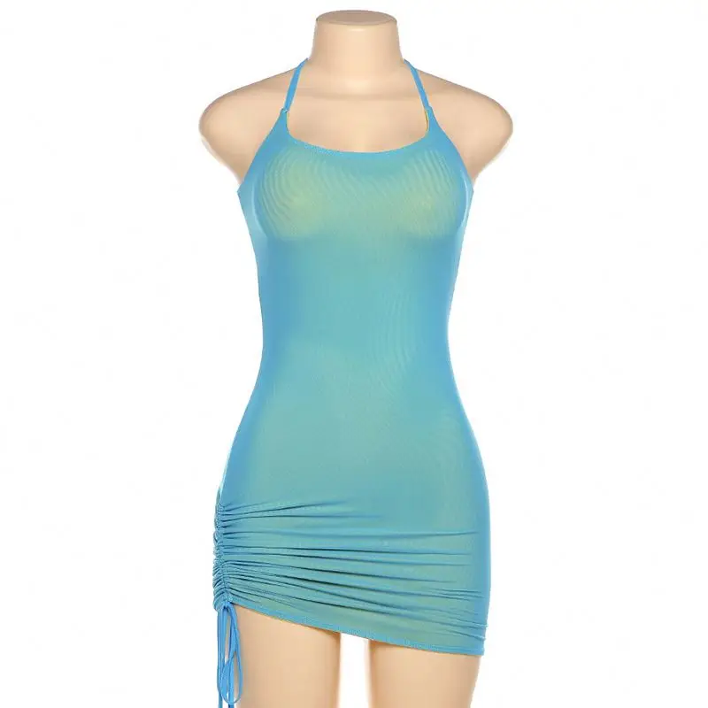 

Daily Ladies Dress Solid Color Sleeveless Cold Shoulder Straps Sexy Low Cut Fashion Band Slim Skirt Miniskirt For Women