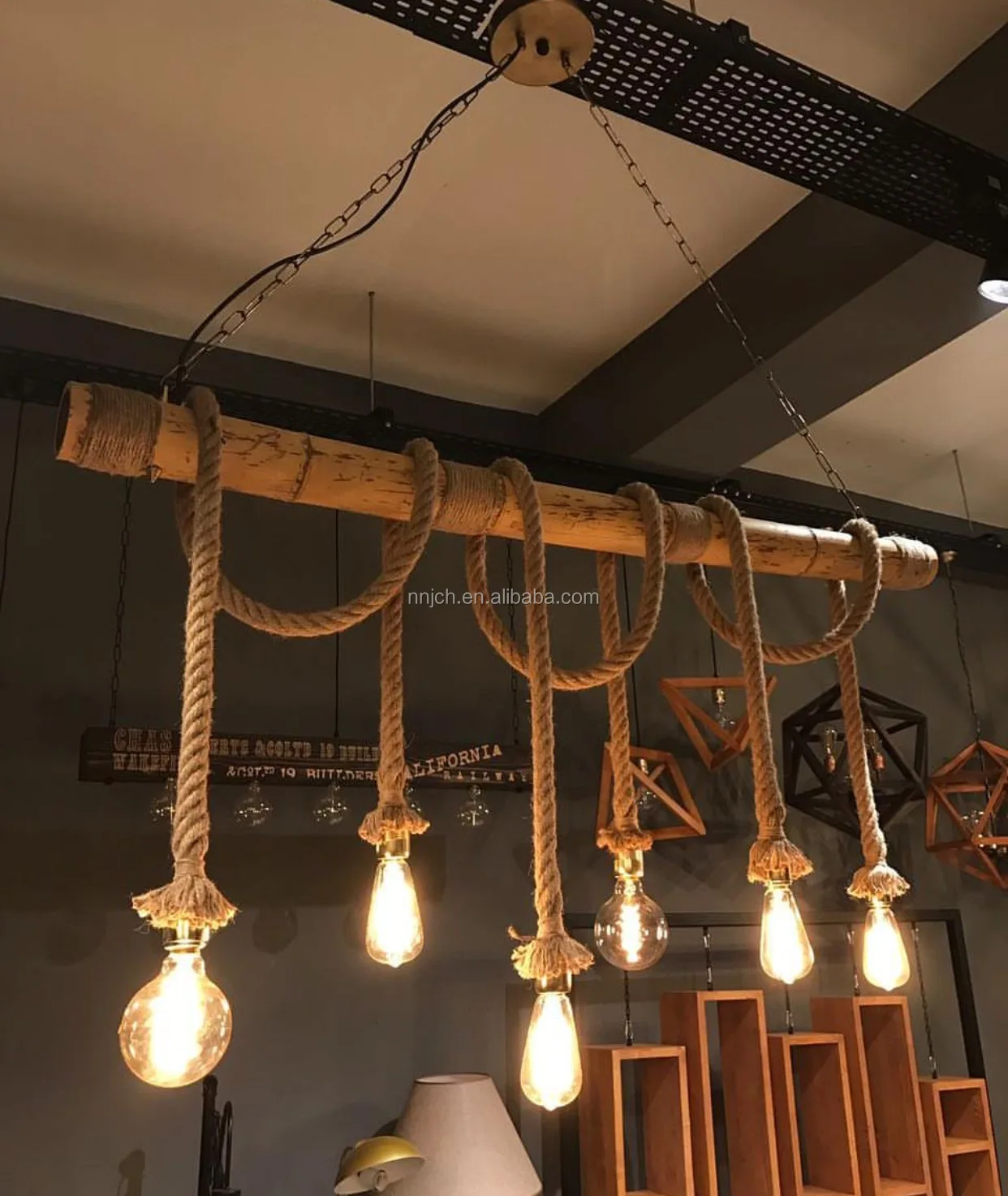 黄麻绳天花灯吊灯挂灯手工制作