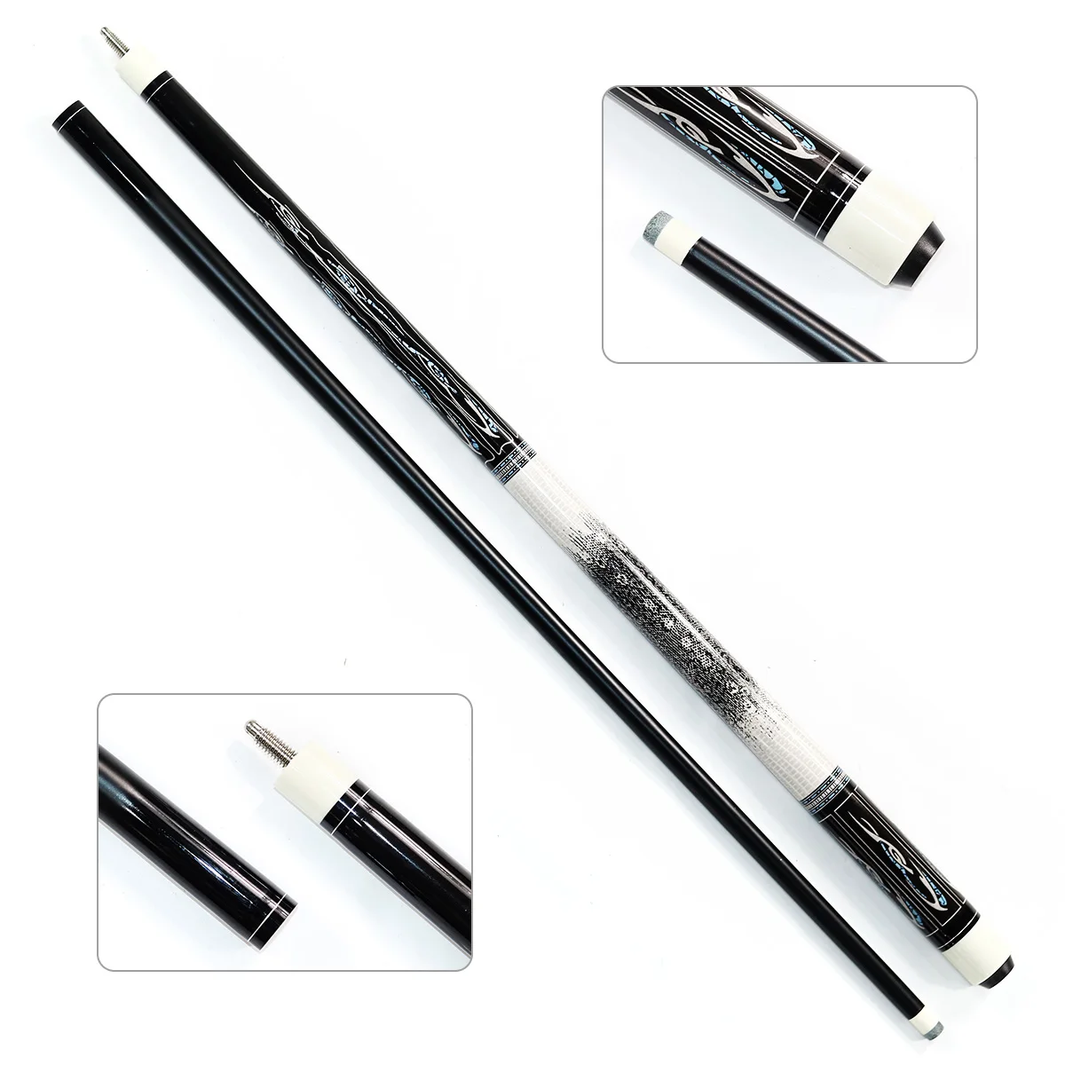 Factory Promotion Cheap Price 1/2 Center Jointed Wooden Black Painting 57inch Billiard Pool Cue Sticks