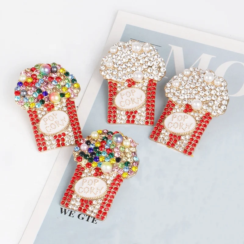 

2021 New Wholesale Lovely Cute Earrings For Women Rhinestone Bohemian Statement Colorful Ice cream CZ Stone Gold Stud Earrings, Many colors fyi