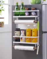 

Metal Fridge Side Holder Shelf Magnetic Refrigerator Storage Organizer Tool Hanging Rack