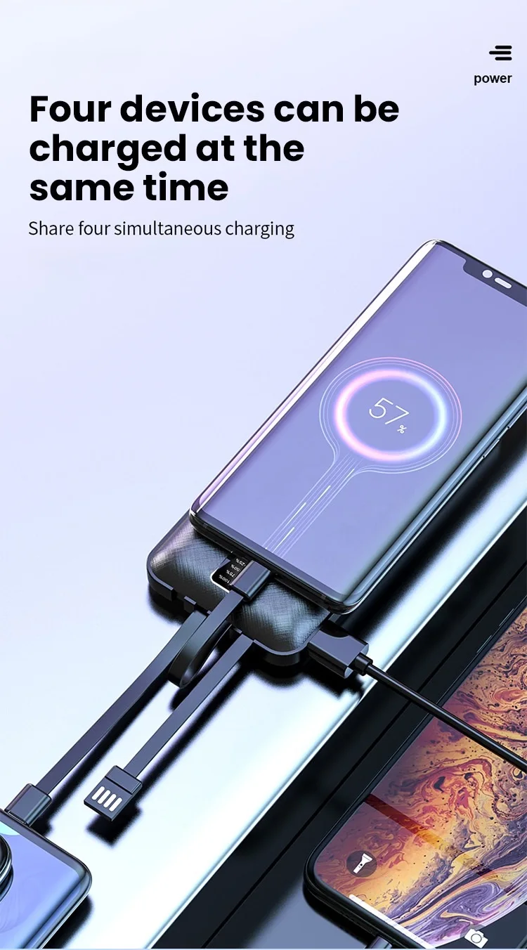 2020 new digital display power bank fast charge 20000mah power bank with built-in cables - ANKUX.COM