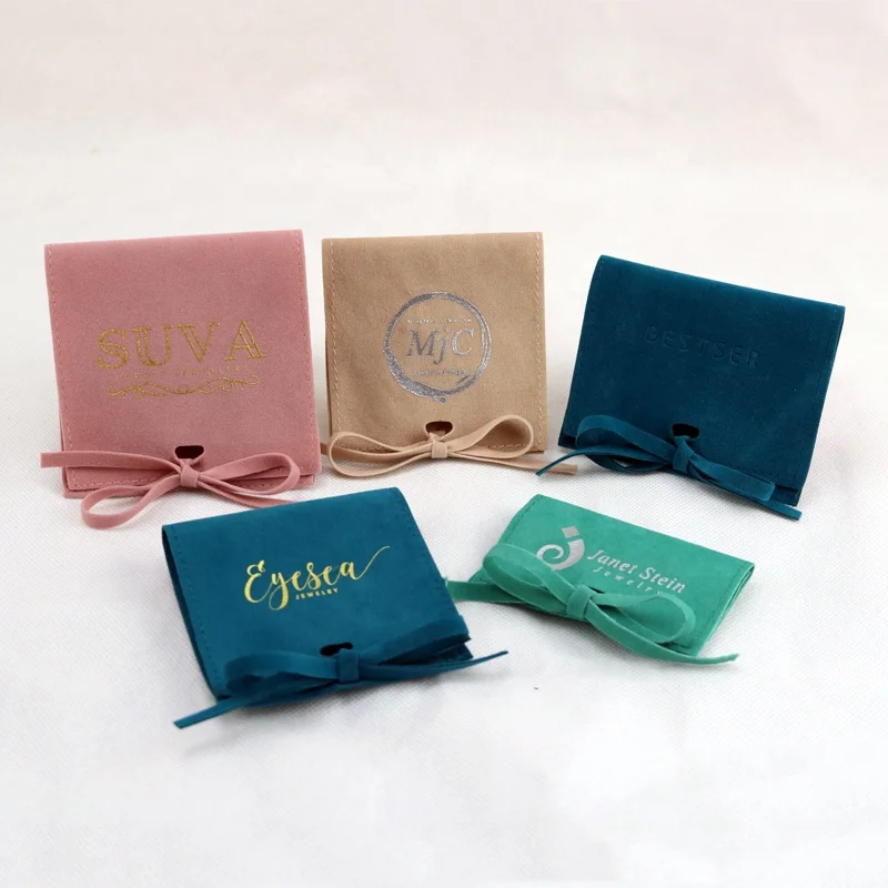 

2021 new style velvet pouch jewelry bag custom suede envelope pouch with logo, Customized color
