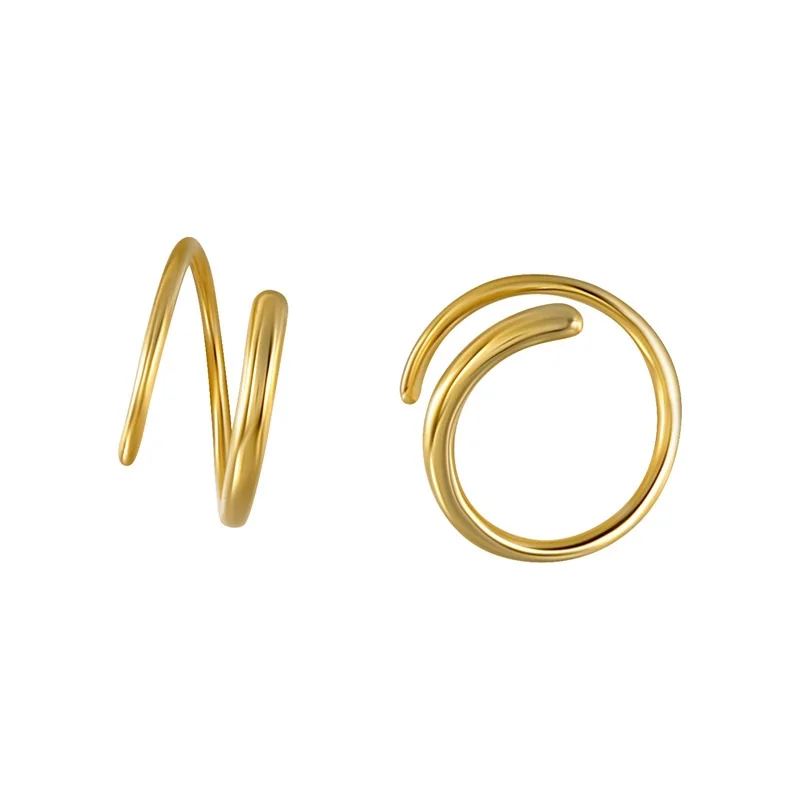 

925 Sterling Silver Helix Dual Ring Huggie Earrings minimalist line Silver Jewelry