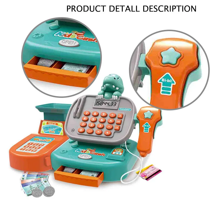 Supermarket Toys Set Electronic Cash Register For Kids Sounds Light