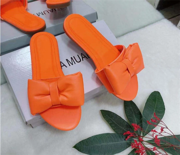 

New Style Bow Knot Women's Slippers Summer Fashion Beach Shoes Ladies Flat Slides Slippers