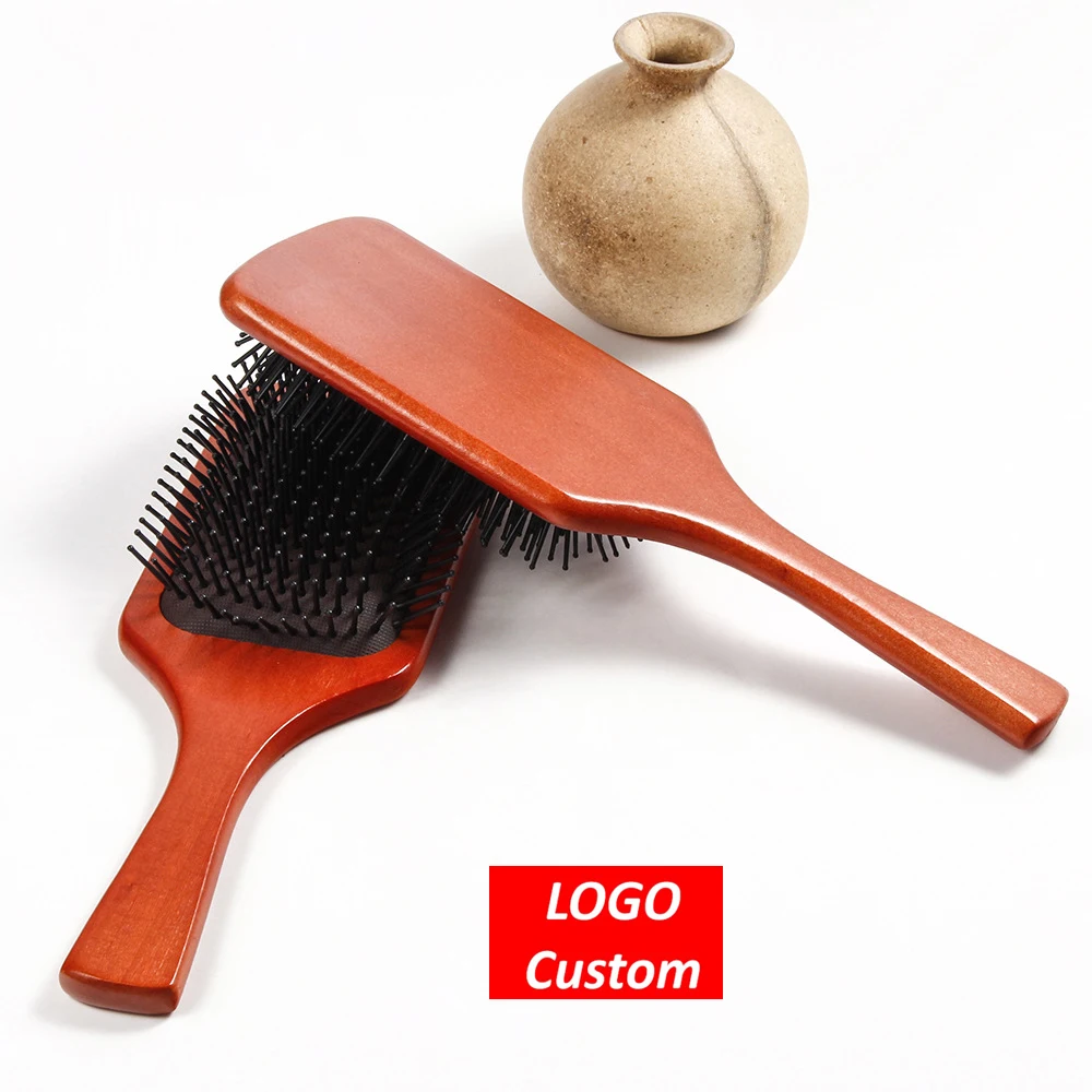 

Low MOQ LOGO Custom factory wholesale Wooden detangling hair brushes