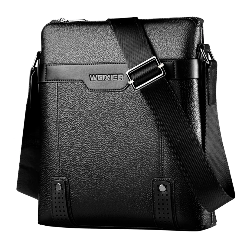 

WEIXIER business pu leather shoulder bag men classic vintage messenger bag