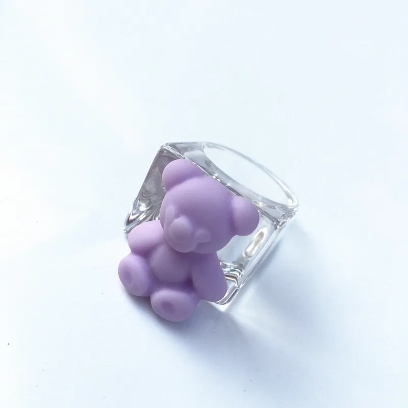 

Creative Purple Bear Acrylic Rings Fashion Resin Rings Jewelry Women