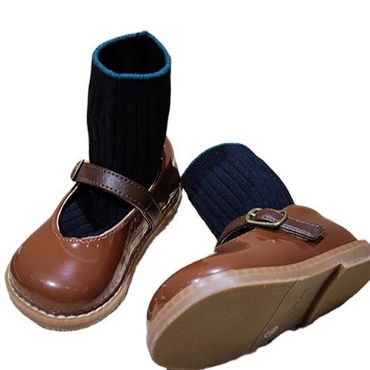 

Baby soft-soled toddler shoes 2021 autumn new children's round-headed breathable leather shoes, Black