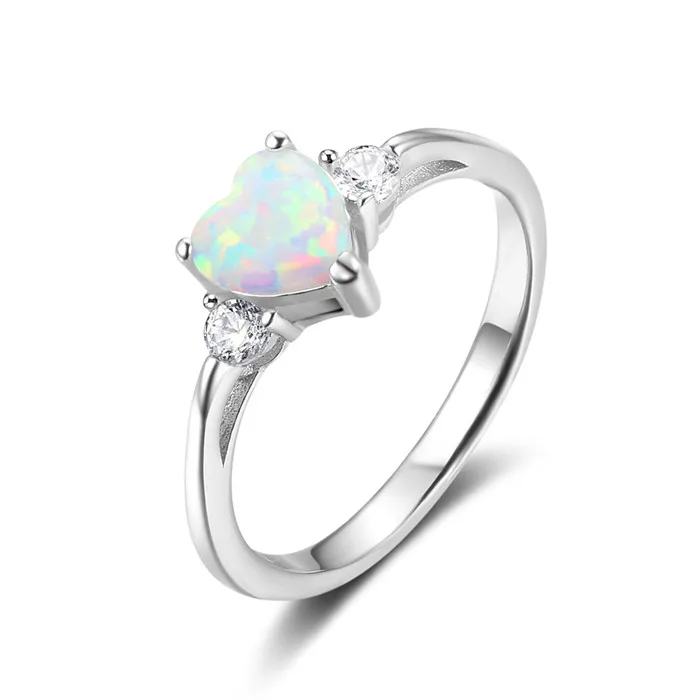 

European Luxury Designer 925 Sterling Silver Couple Heart Opal Moonstone Ring