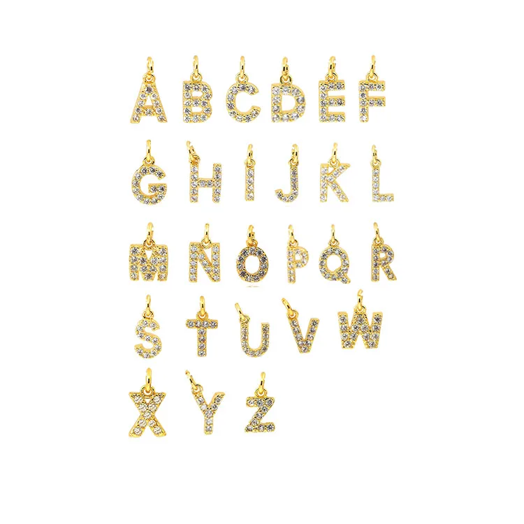 

DIY Jewelry Custom 18k Gold Pendant cz Letter Pendants
