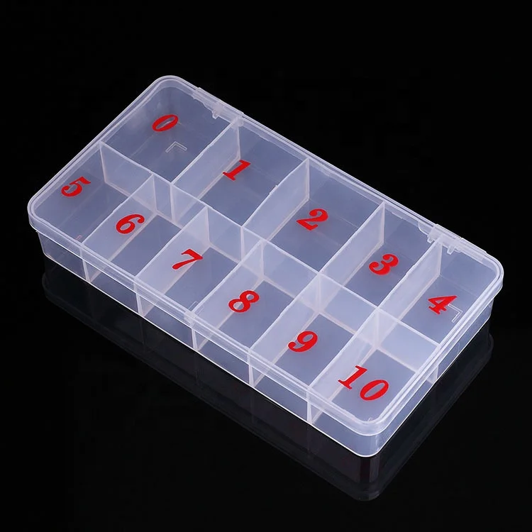 

Nail Art Beauty11 grid Storage Box 1000pcs acrylic nails wholesale nail tips display box, Clear