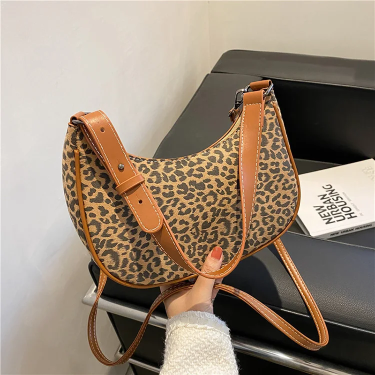 

Ins Net Red Fashion Leopard print handbag 2021 New korean Retro large-capacity crossbody dumpling bag purses and handbags, Customizable