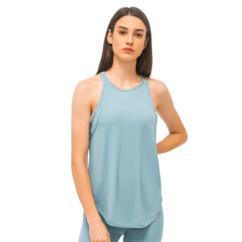 

2021 solid color Gym Fitness Women Vest ladies' blouses & tops sports T-shirt