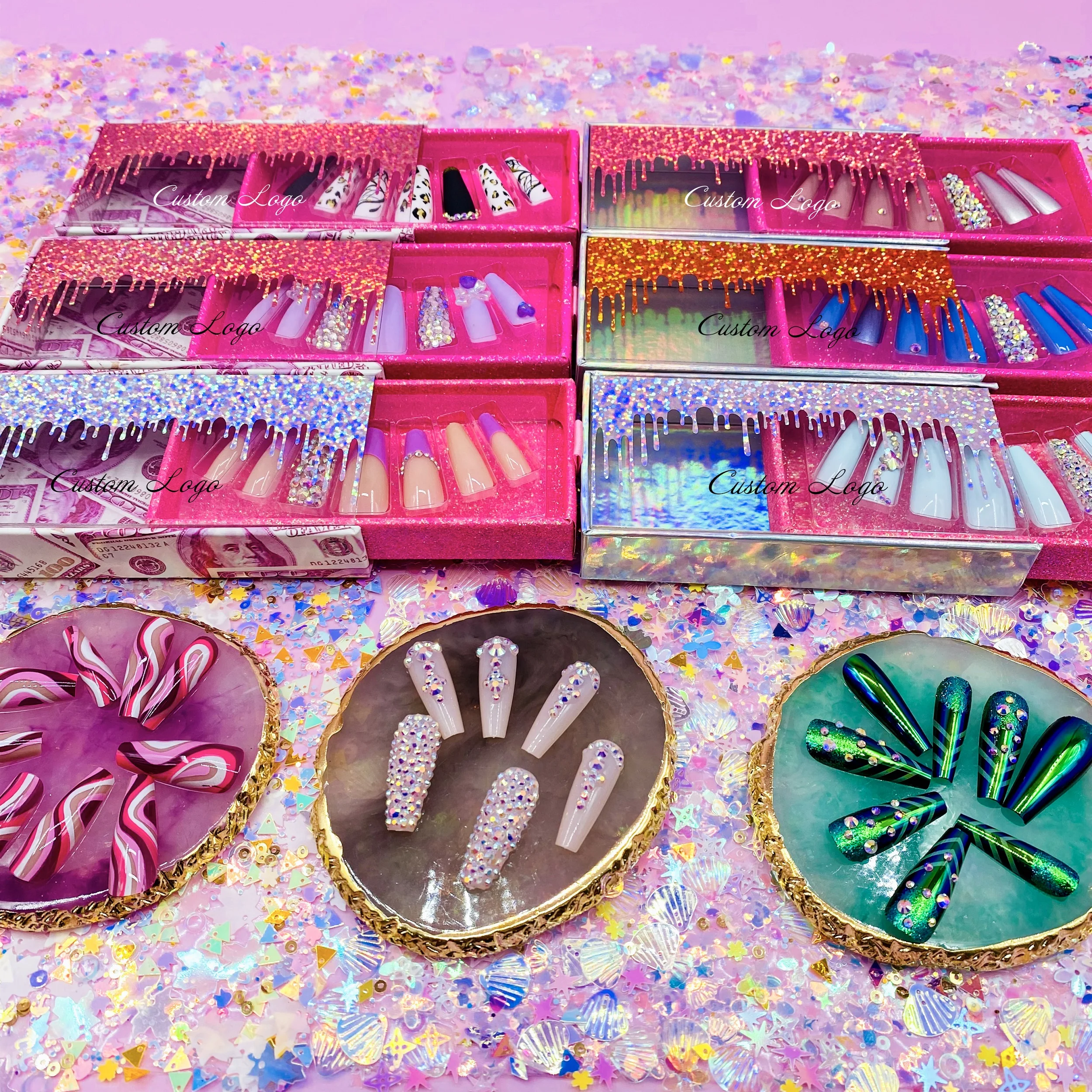 

2022 Best price artificial nails manufacture customize packaging box press on nails