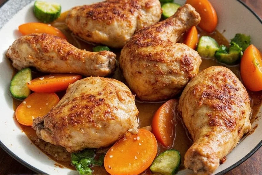 Platter of grilled Montreal seasoned chicken thighs with lemon wedges