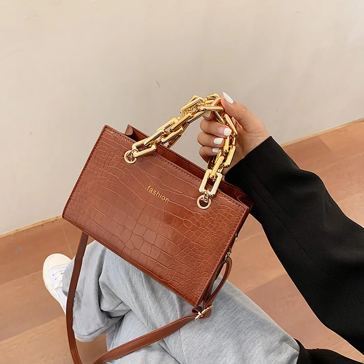 

2021 trendy high quality stone pattern ladies elegance chain bag women fashion purses and handbags, 4 colors