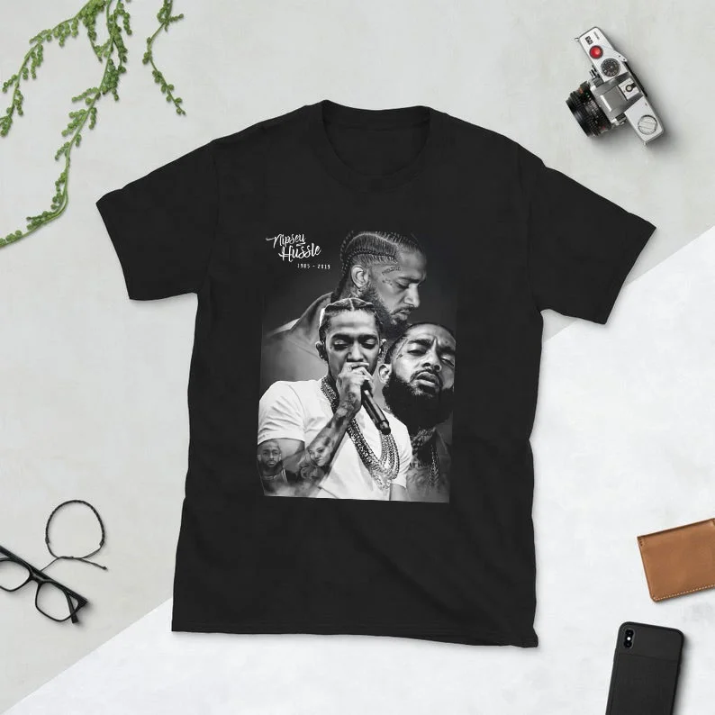 

Wholesale Men T Shirt 100% Cotton Custom Hip Hop Tees Rapper Nipsey Hussle Plus Size Printed Men Clothes Graphic T Shirt