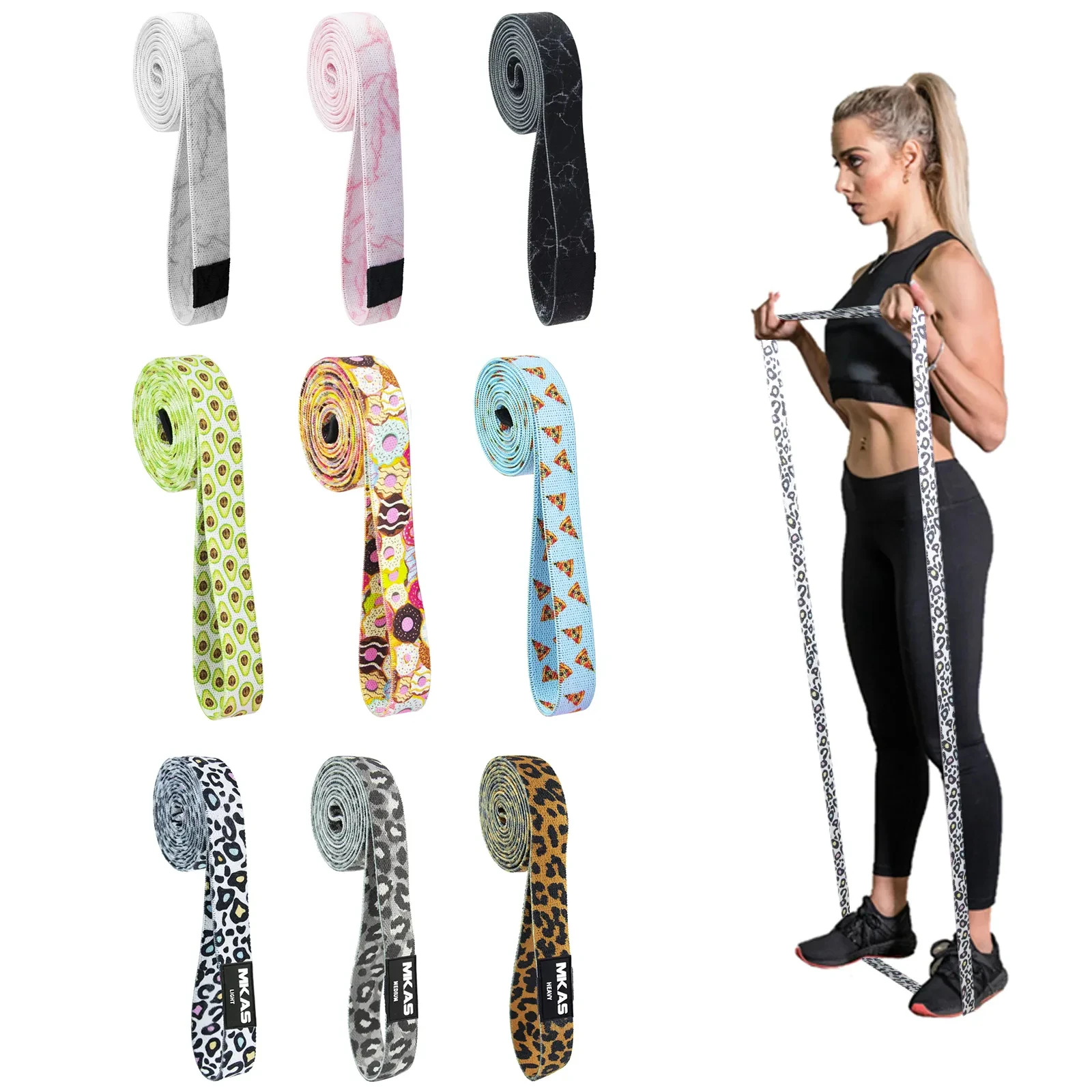 BOBOSKY Wholesale High Quality Custom Logo Printing 208*3Cm Long Resistance Band Anti-Slip Yoga Women Exercise Resistance Band