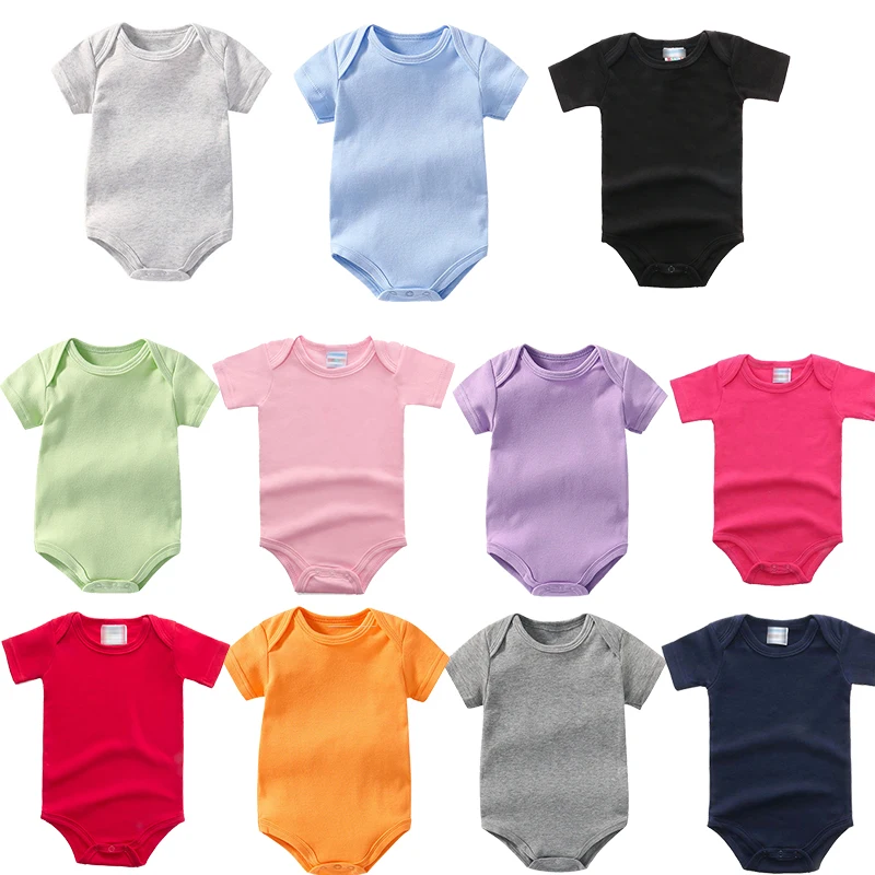 

2022 Summer Custom Logo Onesis Baby White Plain Bodysuit 100% Organic Cotton Short Sleeve Baby Onesie Baby Romper