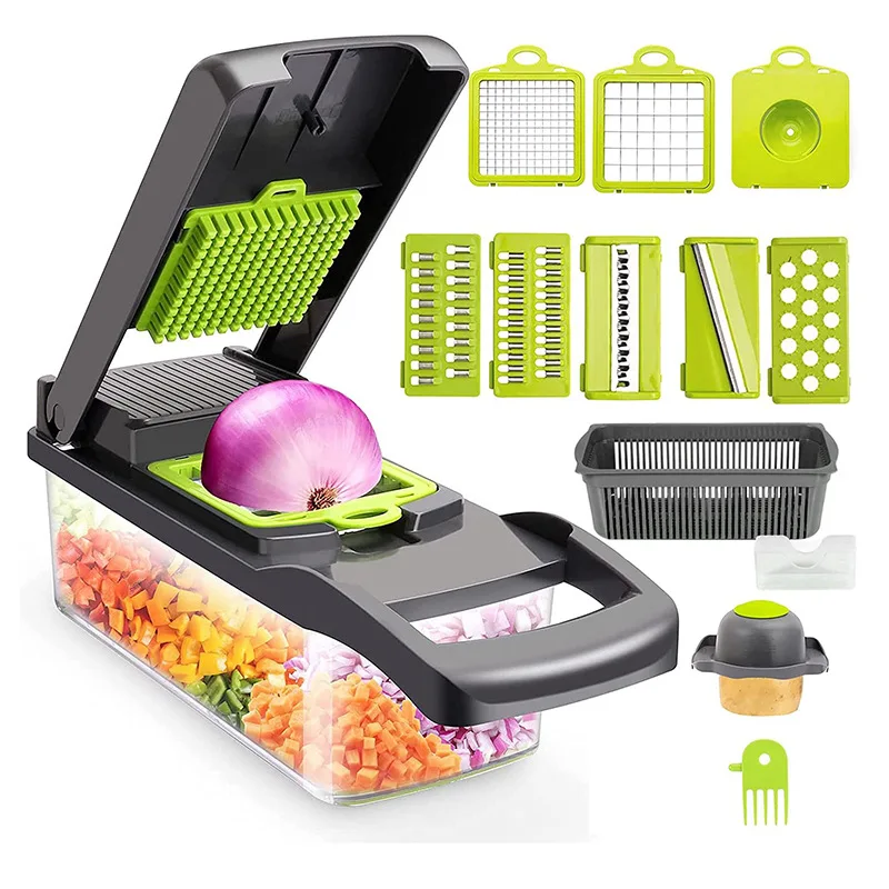 

Amazon Hot Sale Multicolor Vegetable Slicer Onion Mincer Chopper Vegetable Chopper Cutter Dicer with Container