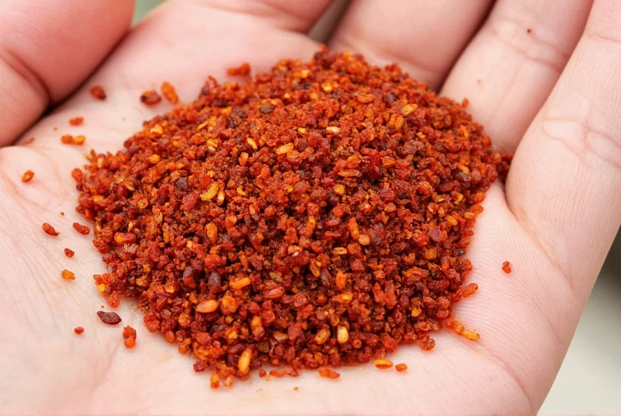 Spice jars with crushed red chili pepper