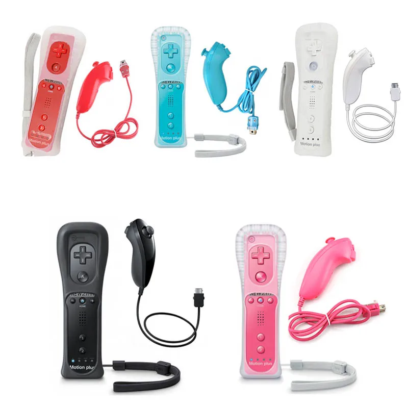 

2 in 1 Built in Motion Plus For Nintend Wiies Joystick With Nunchuck For Wiies Remote Controller, Black,white,red,blue,pink