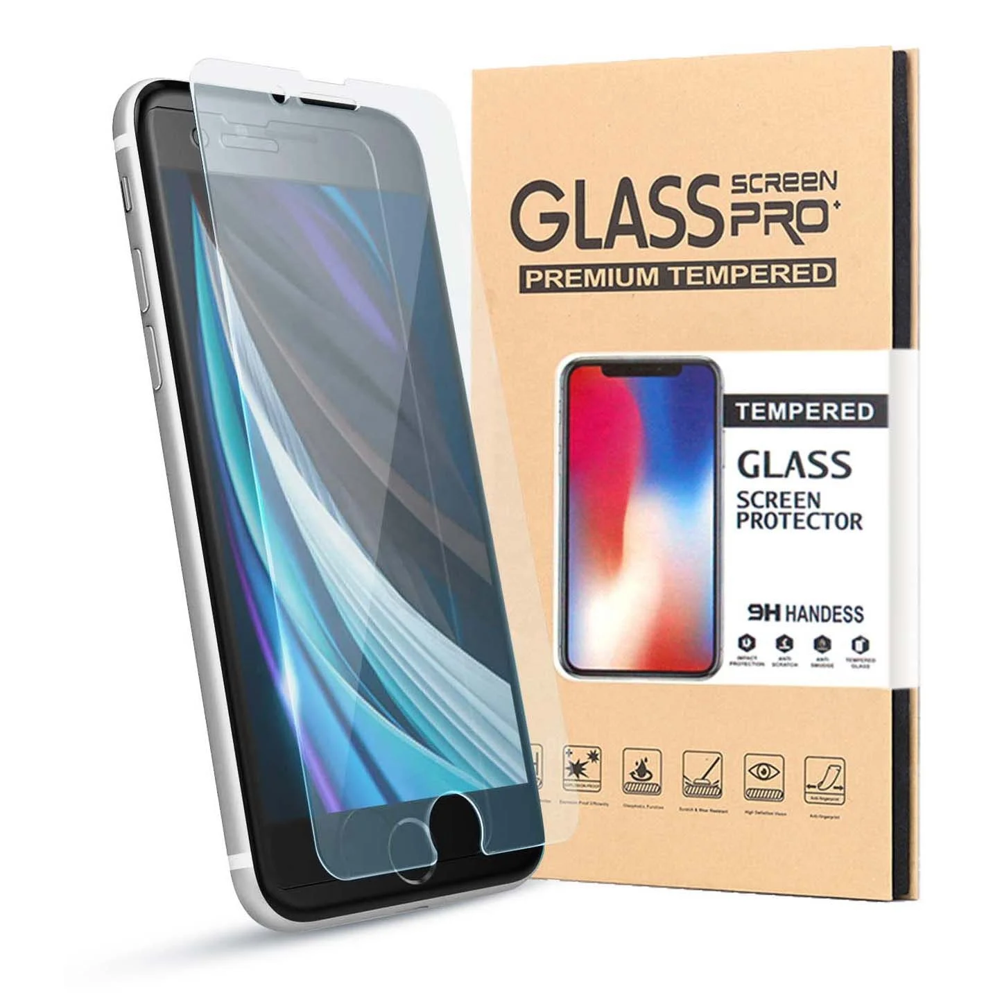 

2.5D 4.7 5.5 Inch 9H High Quality Zero Bubble Tempered Glass Screen Protector for iPhone SE 2020 8 7 6S 6 Plus