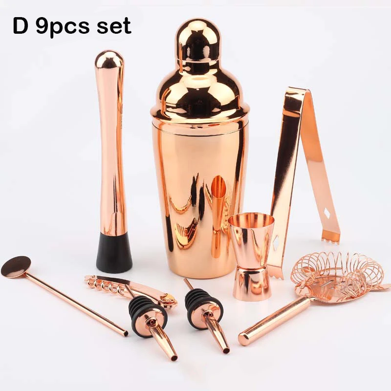 

Vintage Cocktail Shaker Making Set Mixer Mini Premium Gold Stainless steel Top Whole Quality Boxed Cocktail Shaker And Strainer