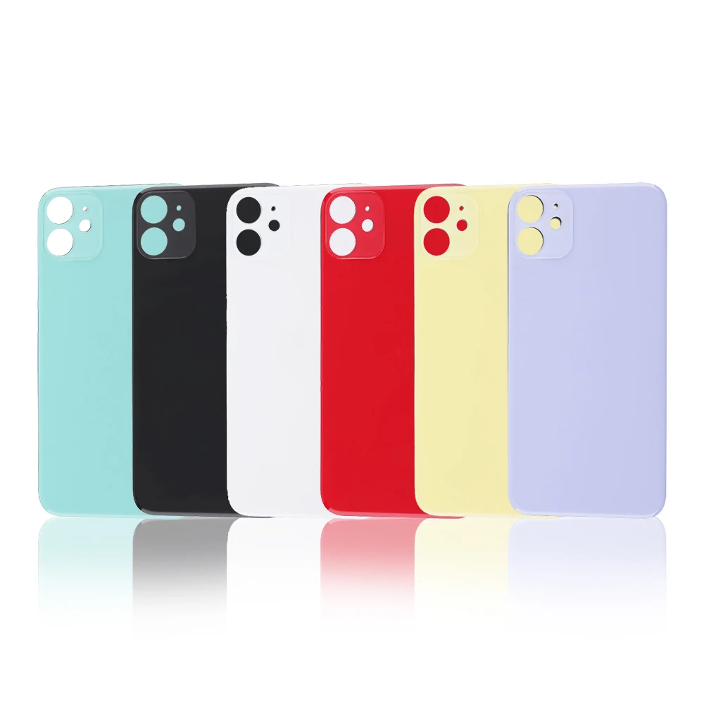 

Big Hole Back Glass with Sticker for iPhone 8 Plus X XR XS 11 12 Pro Max 12 Mini Back Cover Housing Battery Door Glass, 6 colors