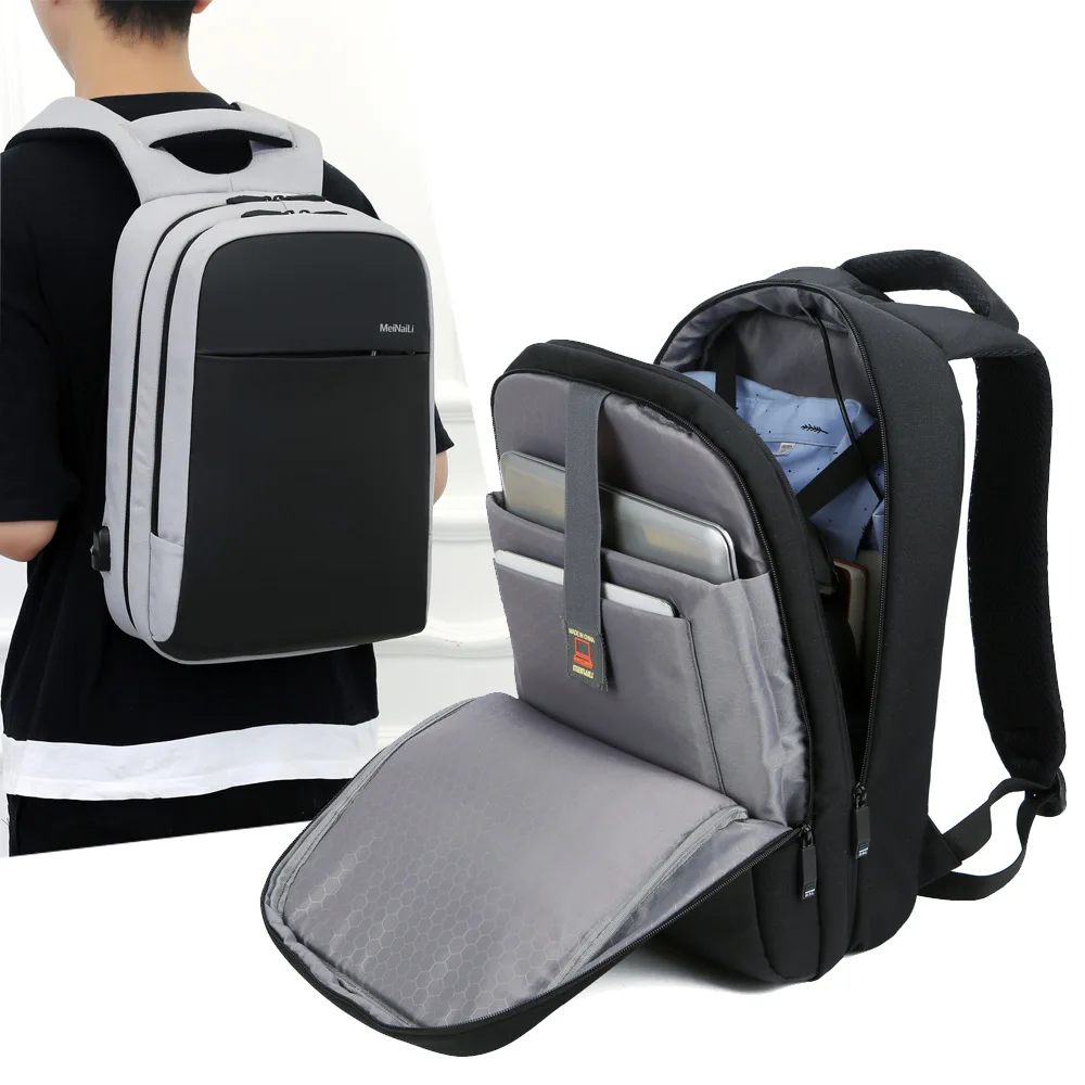 

Hot selling Large capacity business Oxford cloth backpack usb computer backpack, As picture shows