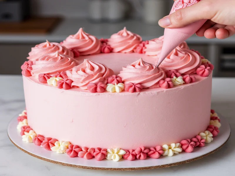 Decorated cake showing piping techniques with homemade icing