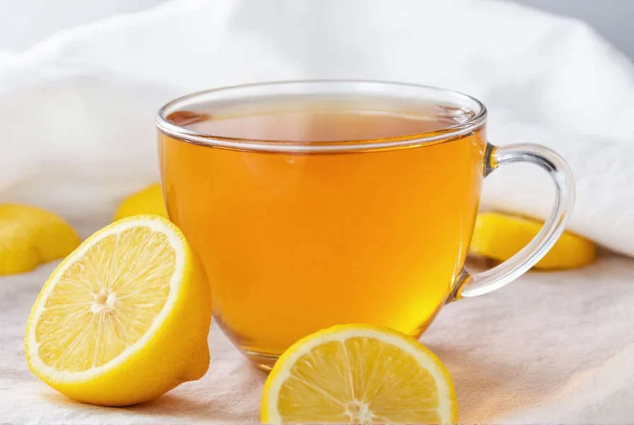 Fresh ginger slices and lemon wedges steeping in clear teapot showing natural preparation of ginger lemon tea