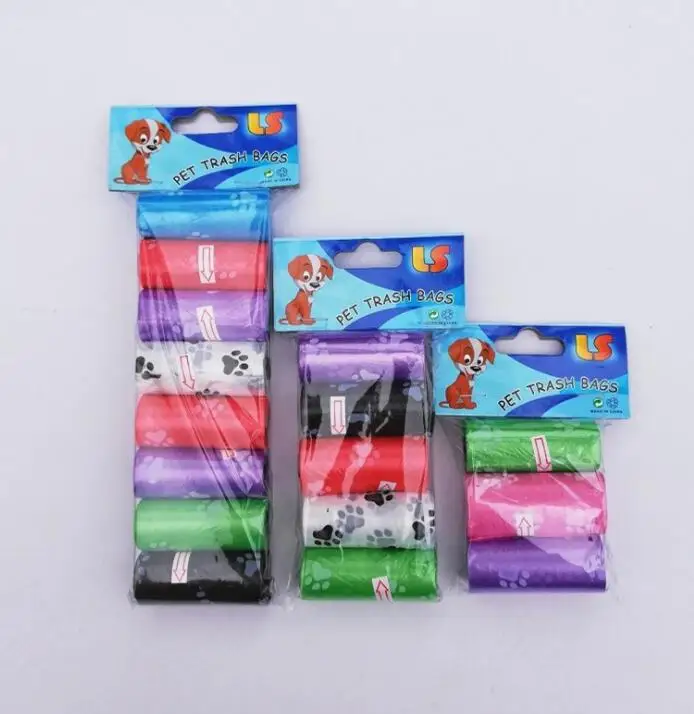 

Wholesale colorful card packed pet waste bags dog poop bag set, Multi color