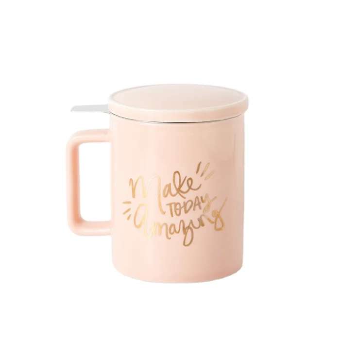 

MG26 Hot Sales Ceramic Mug Cup Tea Mug with Stainless Steel Infuser and Lid