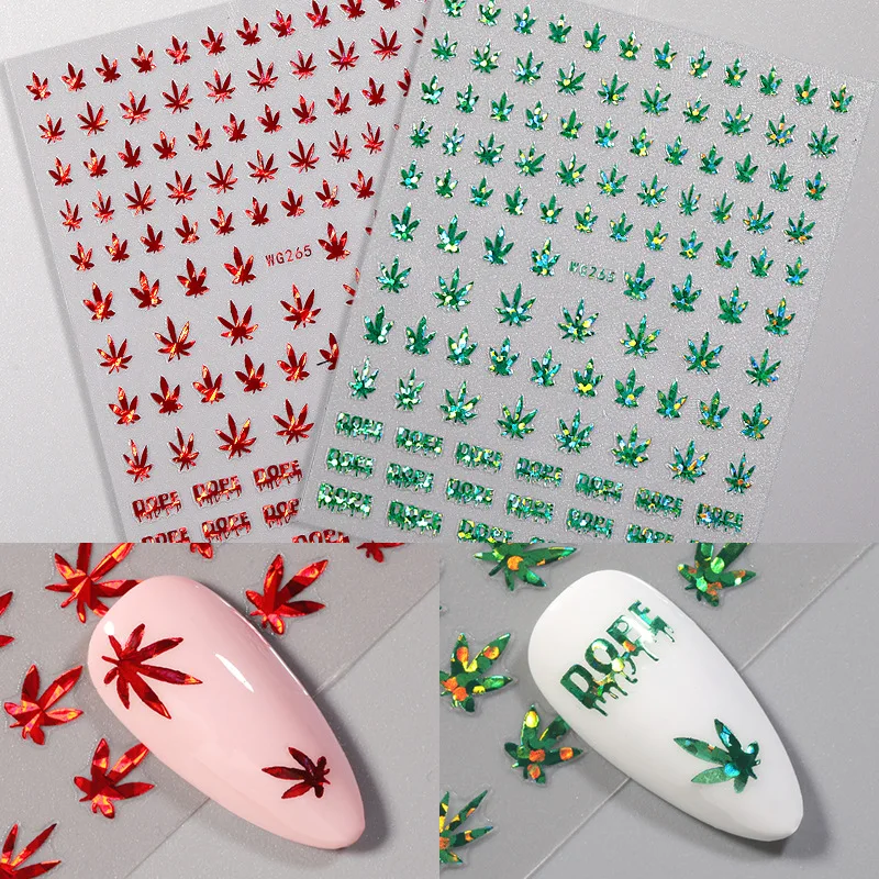 

Nail Art Stickers Self-Adhesive 3D Maple Leaf Nail Art Decals Leaves Design for DIY Nail