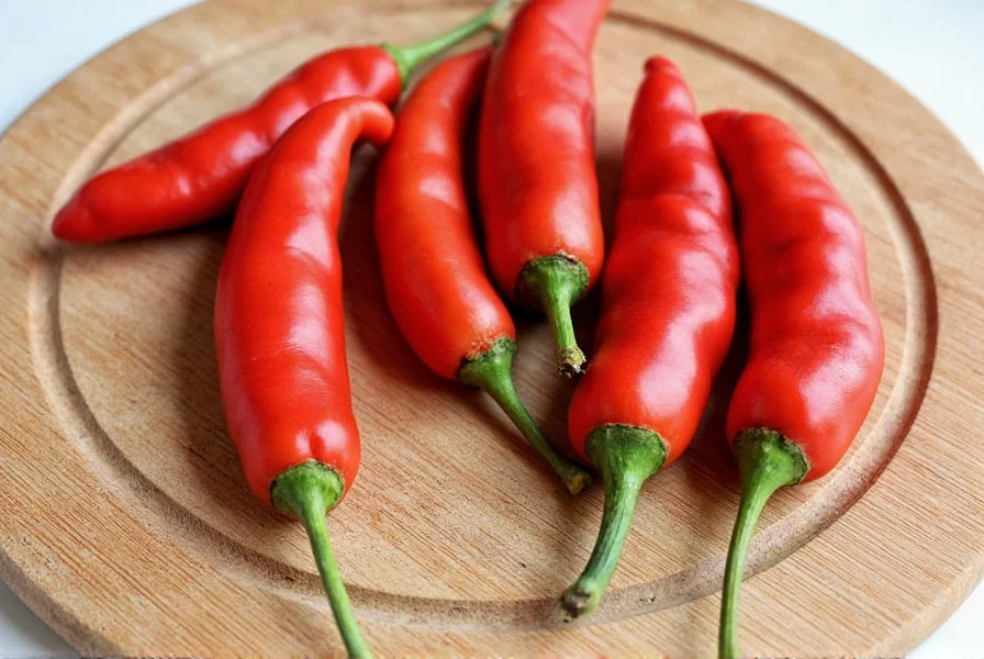 Dried Guajillo Chilies in a Row