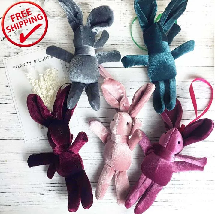 

Velvet wishing rabbit pendant doll plush toy for new year christmas gift box accessory doll kawaii bunny pendant, Pink, wine red, light pink, dark blue, light gray, black