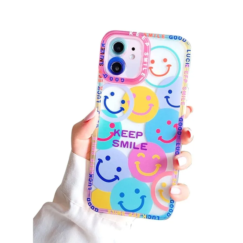 

Soft TPU Clear Smiley Flower Cover Case Cute Smile Face Phone Case Compatible with iPhone 11 Lens Protection Shockproof Fashion