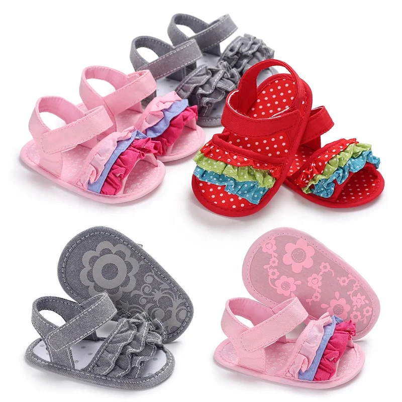 

Summer Sandals Baby Shoes Pleated Cotton Cute Beautiful Light Weight Soft Sole Breathable 0-18M Infant Shoe Walking Shoes