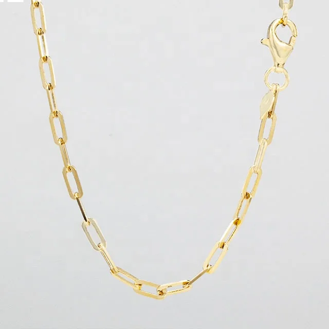 

Xinfly 2.2mm Wide 18K Pure Gold Paper Clip Link Chain Choker Necklace Men Women, Yellow gold