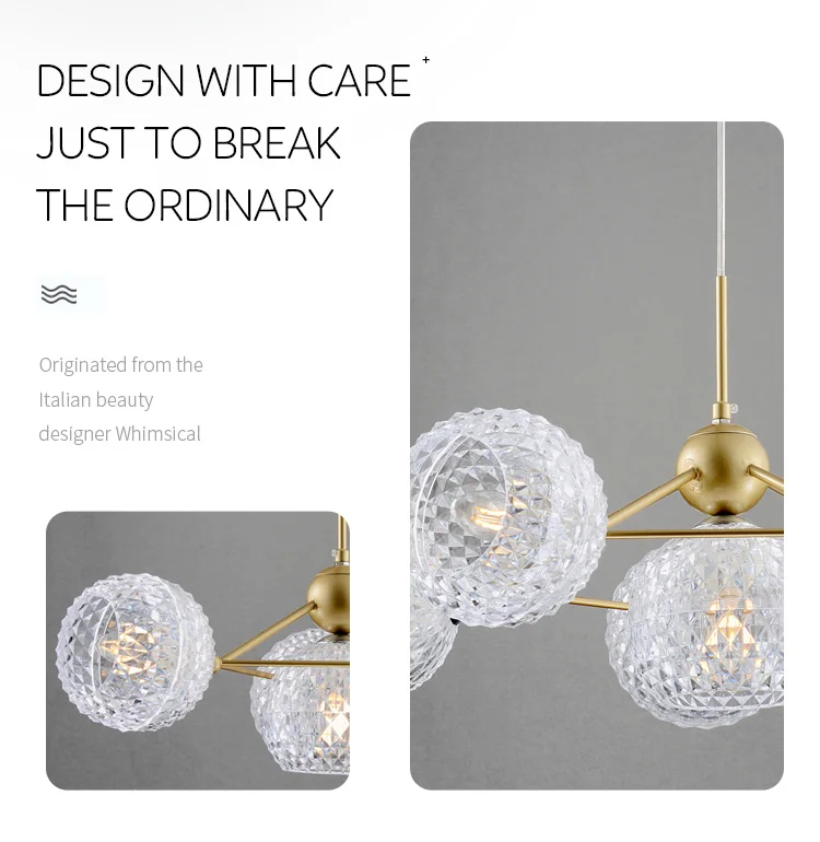 Villa Room Decorative Pendant Lighting Fixture Gold Iron Luxury Modern Chandelier