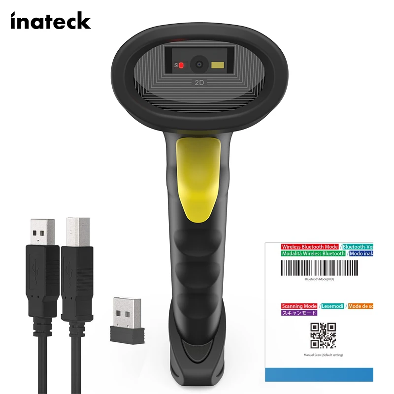 

Inateck BCST50 2D CMOS Barcode Auto Scanner E-Payment POS System Blue tooth Barcode Scanner USB White