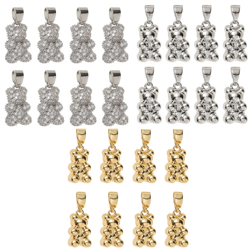 

gold silver copper bear alloy Glossy buckle charms pendant for Women girl DIY Bracelet necklace Ankle Jewelry making Accessories, As shown