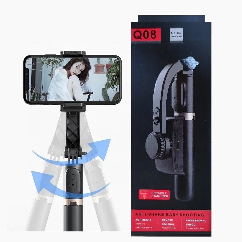 

Cheap Price Q08 Handheld Mobile Phone Gimbal Stabilizer with Selfie Stick Tripod for Smartphone