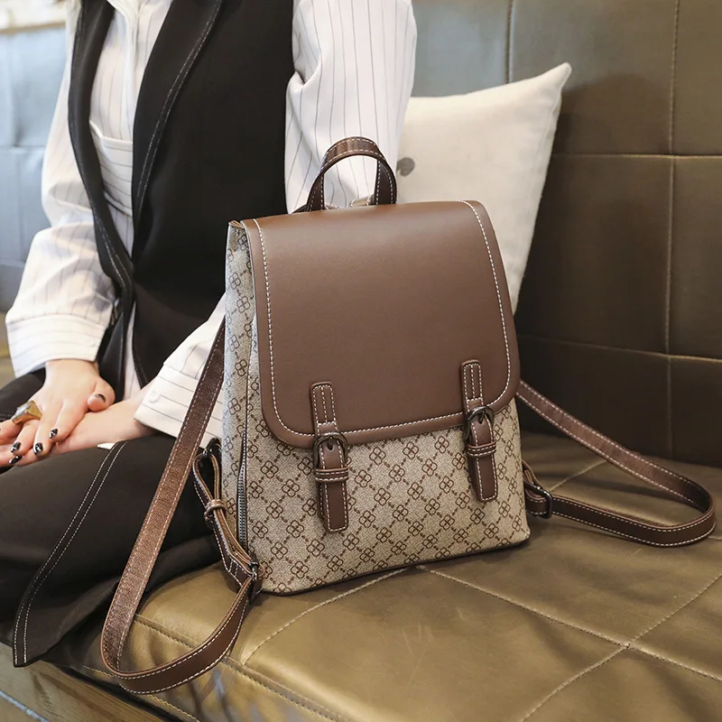 

Factory outlet luxury backpack wholesale printed PVC leather women Backpack