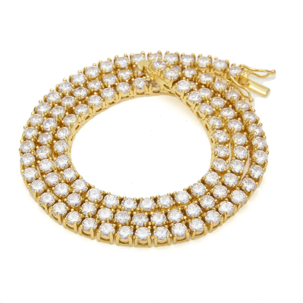 

Hip Hop 18k Gold Cuban Tennis Chain Zircon Necklace Men Jewelry