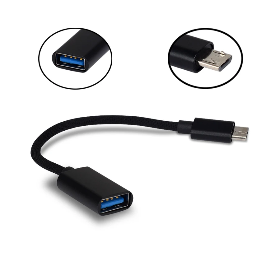 

Fast Data Transfer Cable Usb 3.1 Braided Micro Usb Usb Male To Otg Female, Black, golden, silver